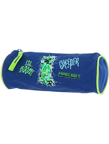 Estuche minecraft creeper boom cilíndrico 22 cm con cremallera