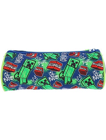 Estuche minecraft creeper boom cilíndrico 22 cm con cremallera