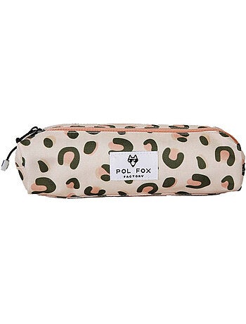 Estuche niña 2 compartimentos POL FOX Crush rosa motivo leopardo