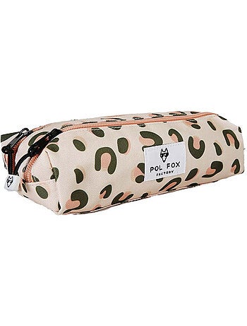 Estuche niña 2 compartimentos POL FOX Crush rosa motivo leopardo