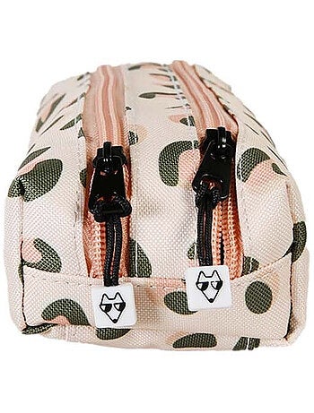 Estuche niña 2 compartimentos POL FOX Crush rosa motivo leopardo