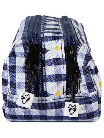 Estuche niña 2 compartimentos POL FOX Daisy azul marino motivo margarita