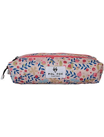 Estuche niña 2 compartimentos POL FOX Happy Blush rosa motivo flor