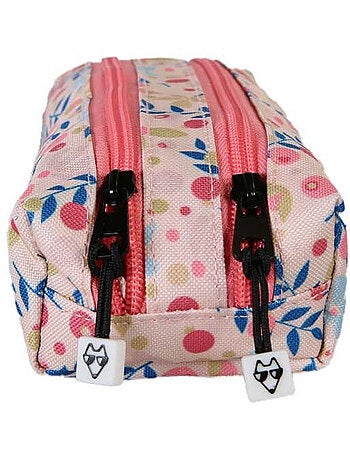 Estuche niña 2 compartimentos POL FOX Happy Blush rosa motivo flor