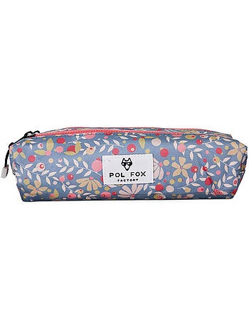 Estuche niña 2 compartimentos POL FOX Happy Jean azul marino motivo flor