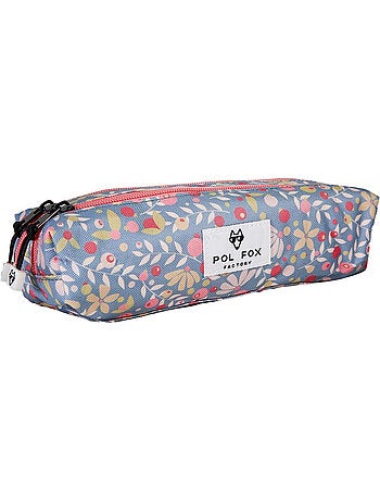 Estuche niña 2 compartimentos POL FOX Happy Jean azul marino motivo flor