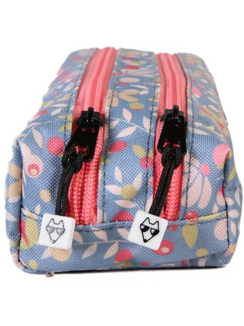 Estuche niña 2 compartimentos POL FOX Happy Jean azul marino motivo flor Azul marino - Kiabi