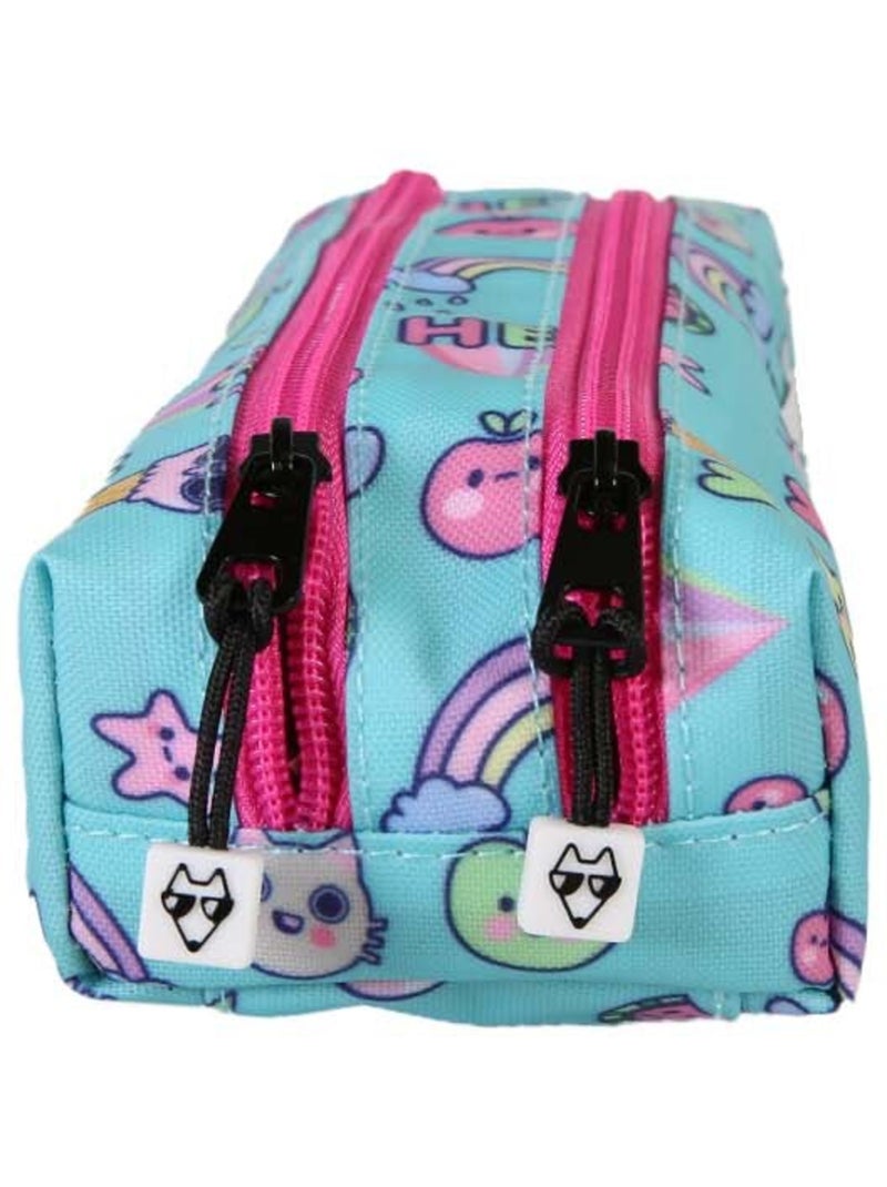 Estuche niña 2 compartimentos POL FOX Kawai azul motivos kawaii Azul - Kiabi