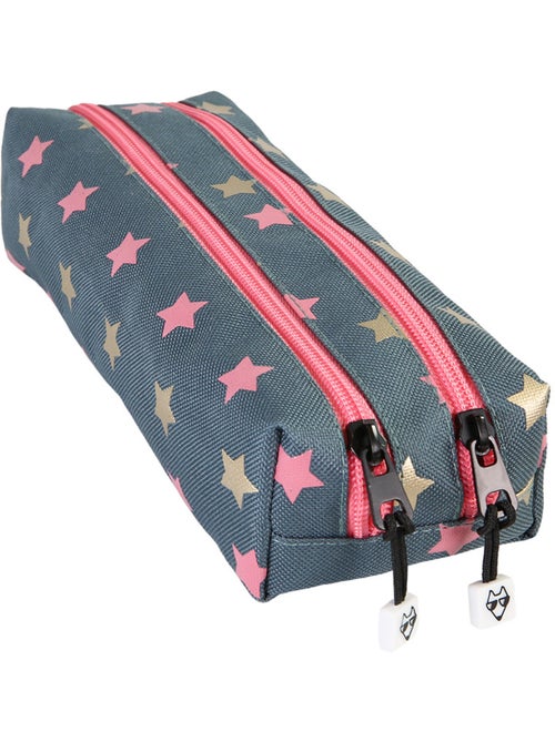 Estuche niña 2 compartimentos pol fox wonder fox glitter rosa y gris motivo estrella - Kiabi Estuche niña 2 compartimentos pol fox wonder fox glitter rosa y gris motivo estrella - Kiabi
