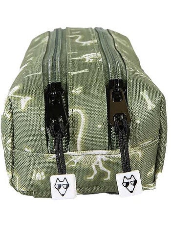 Estuche niño 2 compartimentos POL FOX Jurassic verde motivo dinosaurio