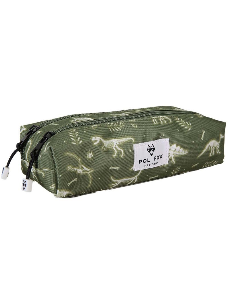 Estuche niño 2 compartimentos POL FOX Jurassic verde motivo dinosaurio Verde - Kiabi