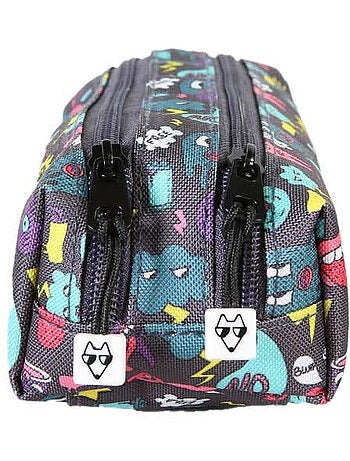 Estuche niño 2 compartimentos POL FOX Rider azul motivos divertidos