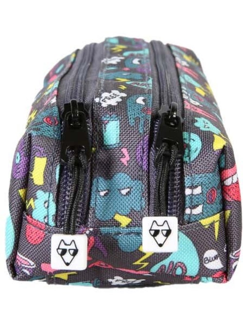 Estuche niño 2 compartimentos POL FOX Rider azul motivos divertidos - Kiabi