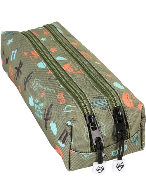 Estuche niño 2 compartimentos POL FOX Road Trip verde motivo furgoneta y aventura - Kiabi Estuche niño 2 compartimentos POL FOX Road Trip verde motivo furgoneta y aventura - Kiabi