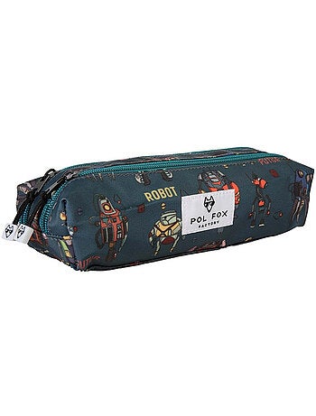 Estuche niño 2 compartimentos POL FOX Robot azul motivo robot