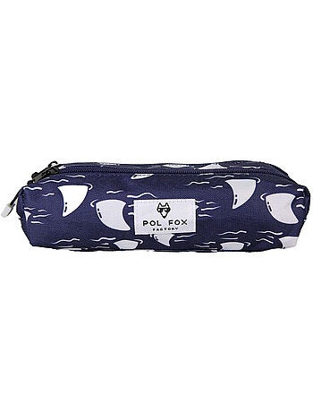 Estuche niño 2 compartimentos POL FOX Shark azul marino motivo tiburón
