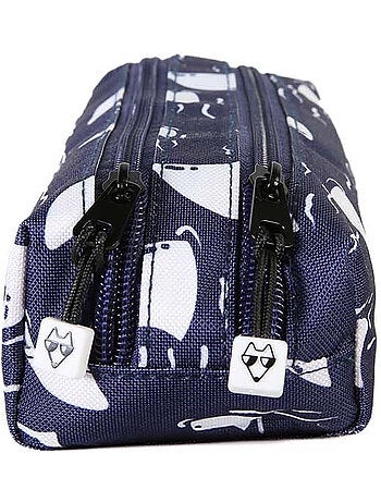 Estuche niño 2 compartimentos POL FOX Shark azul marino motivo tiburón