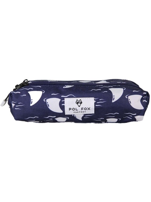 Estuche niño 2 compartimentos POL FOX Shark azul marino motivo tiburón - Kiabi