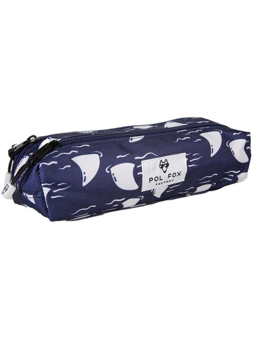 Estuche niño 2 compartimentos POL FOX Shark azul marino motivo tiburón - Kiabi