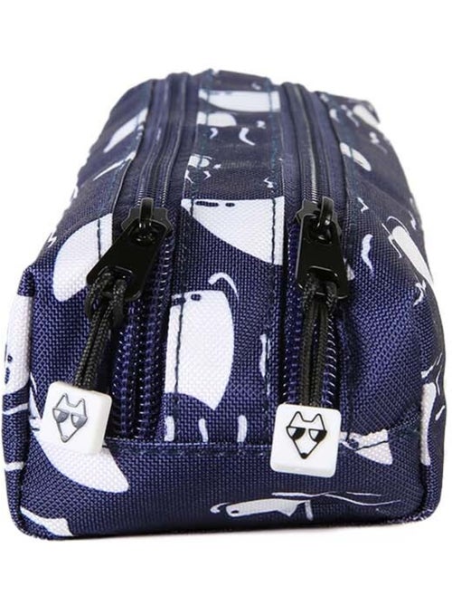 Estuche niño 2 compartimentos POL FOX Shark azul marino motivo tiburón - Kiabi