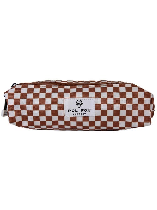 Estuche niño 2 compartimentos POL FOX Skate marrón motivo cuadros - Kiabi Estuche niño 2 compartimentos POL FOX Skate marrón motivo cuadros - Kiabi