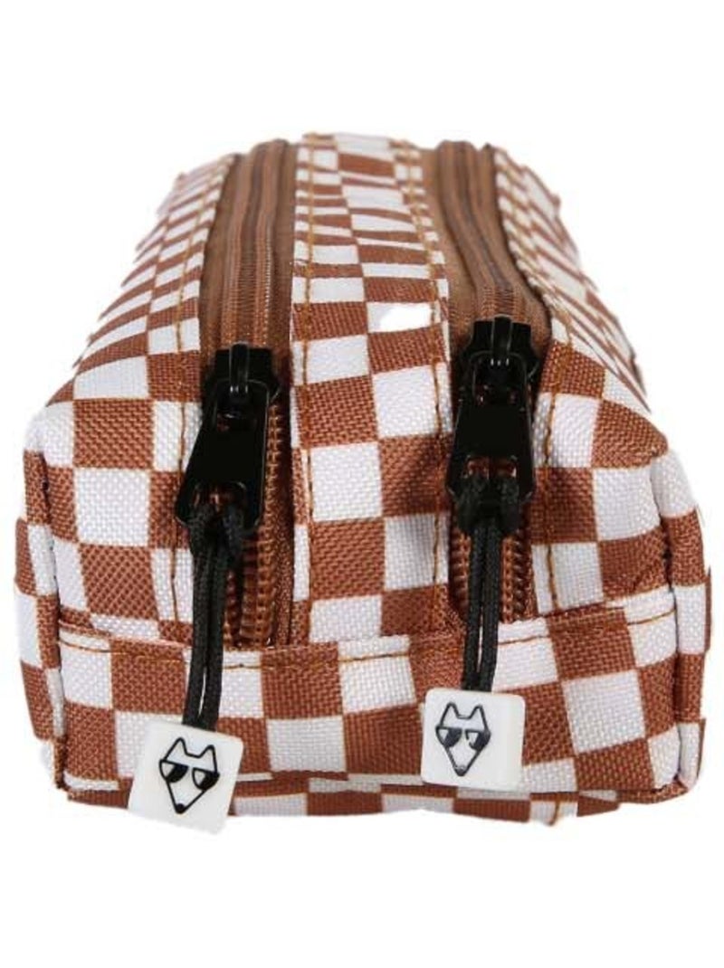 Estuche niño 2 compartimentos POL FOX Skate marrón motivo cuadros Marrón - Kiabi