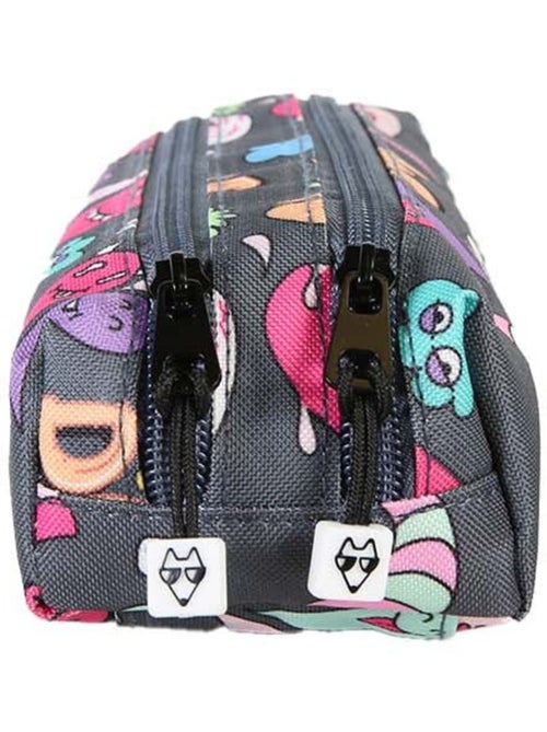 Estuche niño 2 compartimentos POL FOX Street Art gris motivos grafiti - Kiabi
