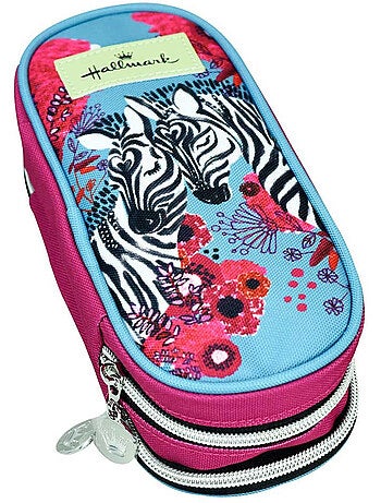 Estuche ovalado hallmark con estampado de cebra 2 compartimentos