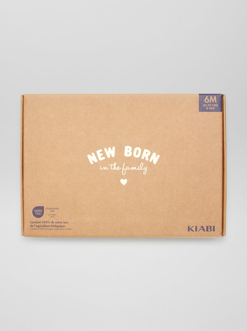 Estuche recién nacido unisex 'New born in the family' - 6 piezas BEIGE - Kiabi