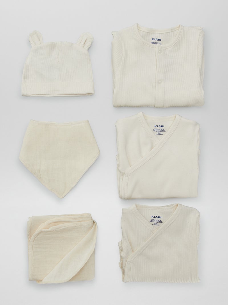Estuche recién nacido unisex 'New born in the family' - 6 piezas BEIGE - Kiabi