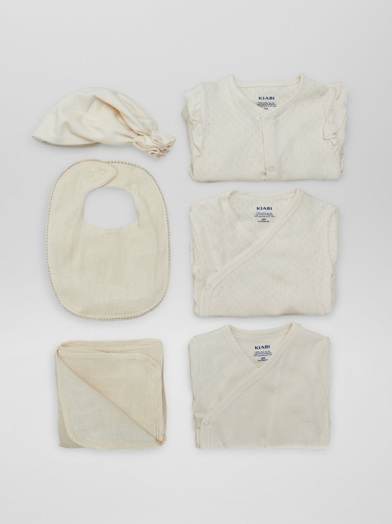 Estuche recién nacido unisex 'New born in the family' - 6 piezas BEIGE - Kiabi