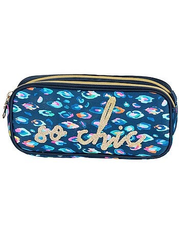 Estuche rectangular 2 compartimentos 22 cm motivos dorados ettavee