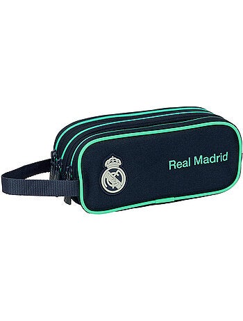 Estuche rectangular 3 compartimentos con cremallera real madrid safta 21 x 8 x 7 cm