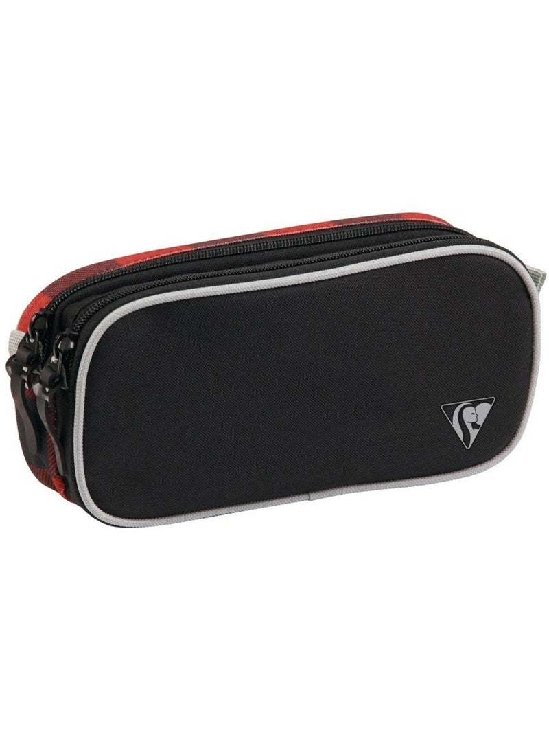 Estuche rectangular cmp de lona con motivo de damero Negro Rojo - Kiabi