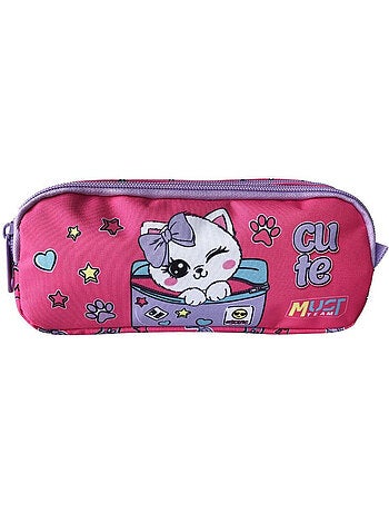 Estuche rectangular de lona motivo gatito team love
