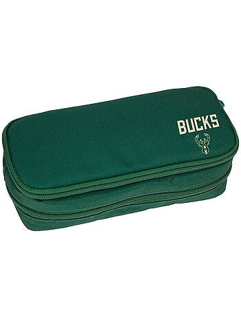 Estuche rectangular de tela con doble cremallera nba basket usa milwaukee bucks