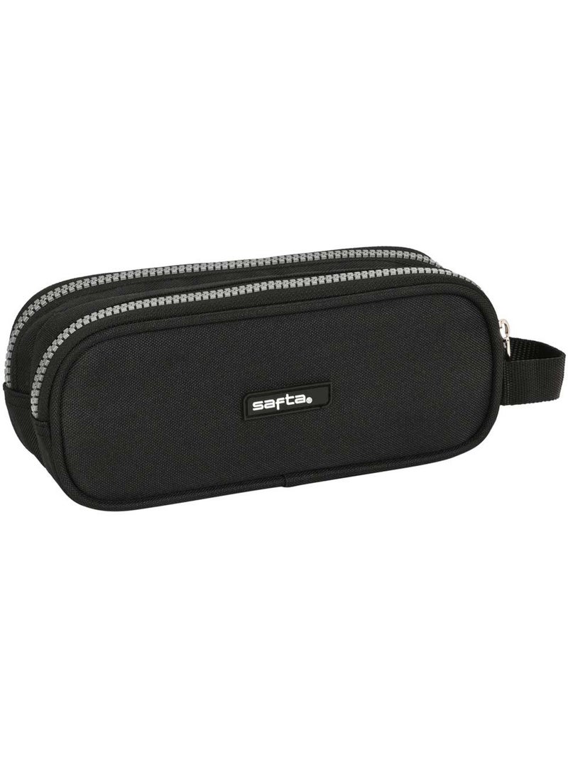 Estuche rectangular doble compartimento positive vibes estilo camuflaje 20 cm Negro Blanco Gris - Kiabi