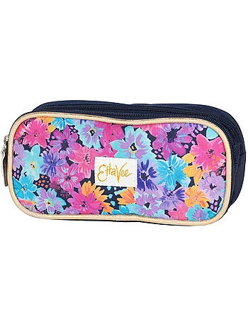 Estuche rectangular ettavee de doble compartimento con flores