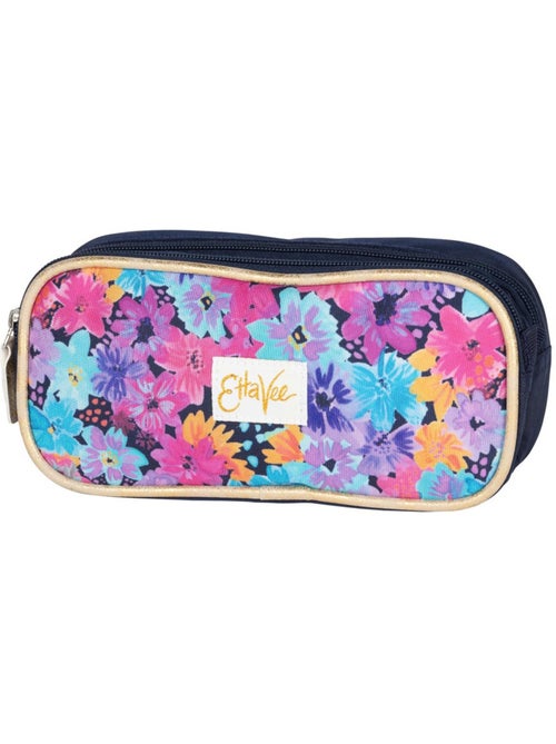 Estuche rectangular ettavee de doble compartimento con flores - Kiabi Estuche rectangular ettavee de doble compartimento con flores - Kiabi
