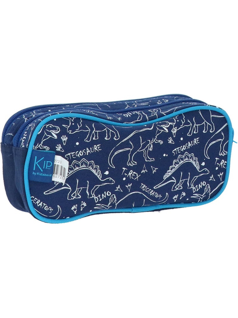 Estuche rectangular kid abord de lona con dinosaurios Azul marino/Gris frío - Kiabi