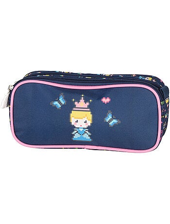Estuche rectangular kip gaming princess de poliéster pixel-art