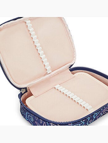 Estuche rectangular kipling 100 pens disco fish 21 cm - gran capacidad