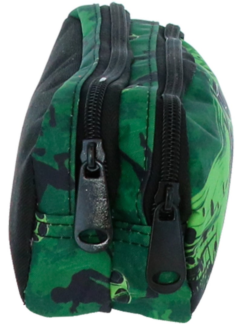 Estuche rectangular must de poliéster acolchado 2 compartimentos Verde/Ciruela - Kiabi