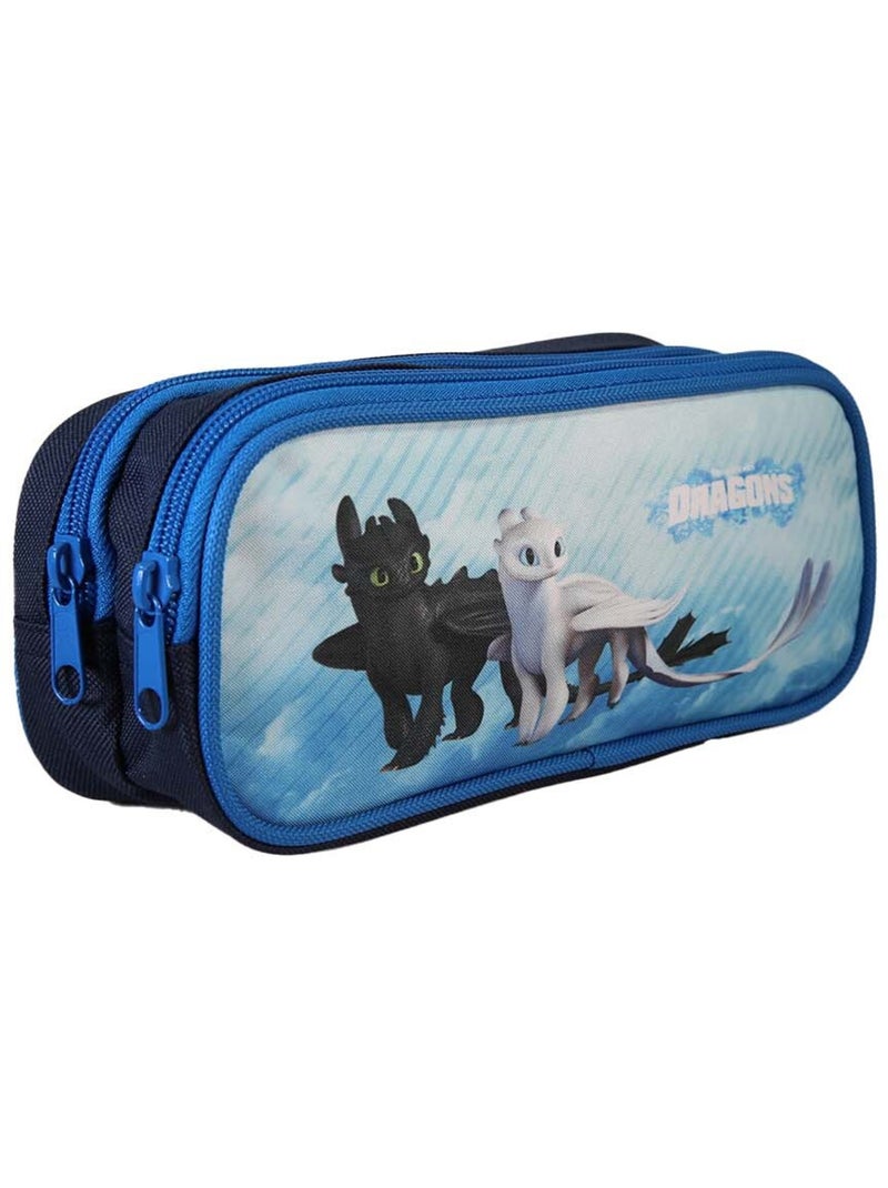 Estuche rectangular niño DRAGONS azul 2 compartimentos Azul - Kiabi