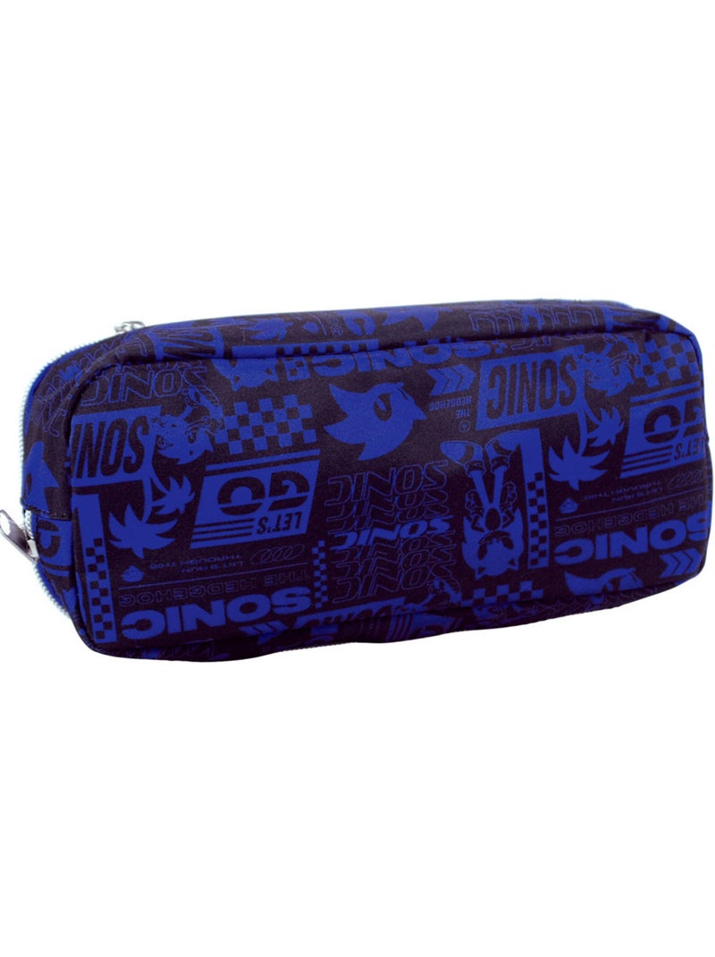 Estuche rectangular sonic 23 cm con 2 compartimentos Azul Rojo Blanco - Kiabi