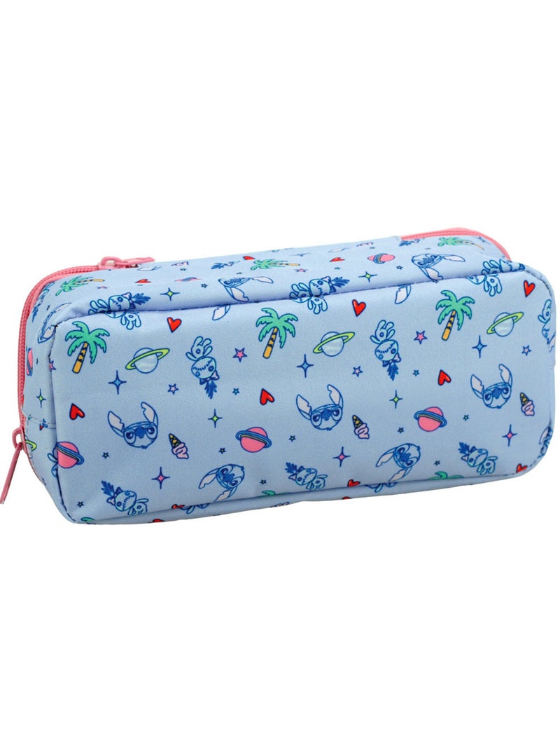 Estuche rectangular stitch vodoo 2 compartimentos con cremallera 23 cm lilo y stitch Blanco Rosa oscuro Azul - Kiabi