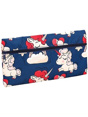 Estuche rectangular unicornio 1 compartimento con cremallera 22 cm