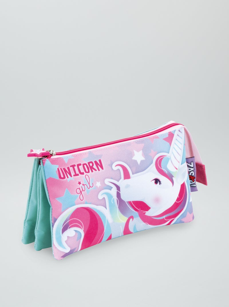 Estuche rectangular 'unicornio' rosa - Kiabi