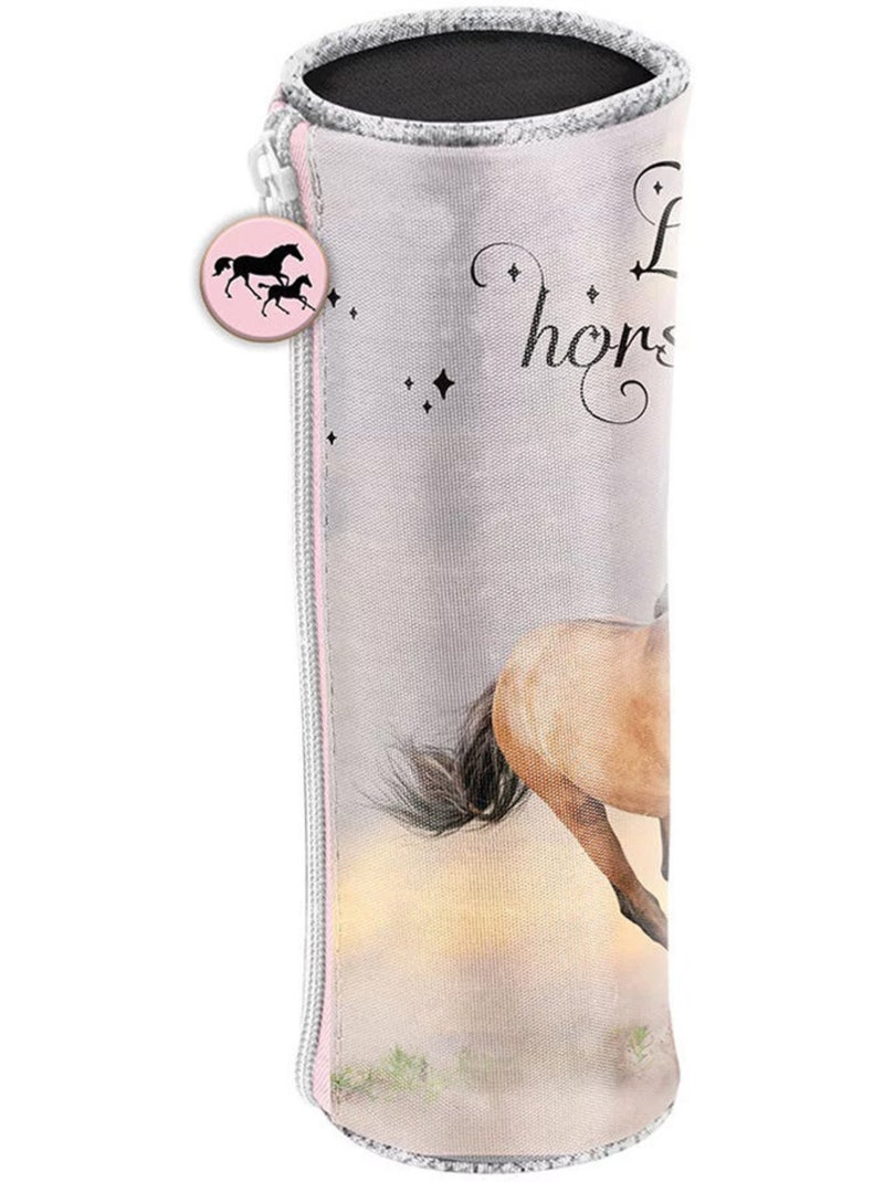 Estuche redondo cilíndrico estampado caballos 22 cm Multicolor - Kiabi