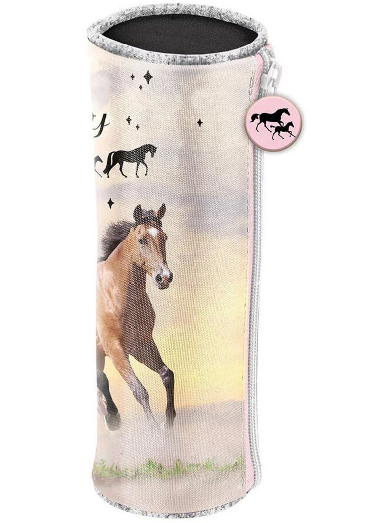 Estuche redondo cilíndrico estampado caballos 22 cm Multicolor - Kiabi
